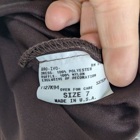 Vintage Mini Dress Y2K Polka Dot Retro Rockabilly Stapless Flare Tulle Brown 8 - Picture 12 of 13